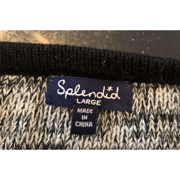 $170 Splendid NWOT Cable Knit top Cardigan Full Zip Sweater Sz L Relaxed B&W - Picture 5 of 5